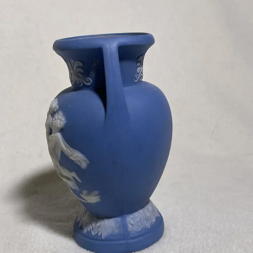 Lovely Art Pottery Vintage Blue Jasperware-Style Greco-Roman Vase